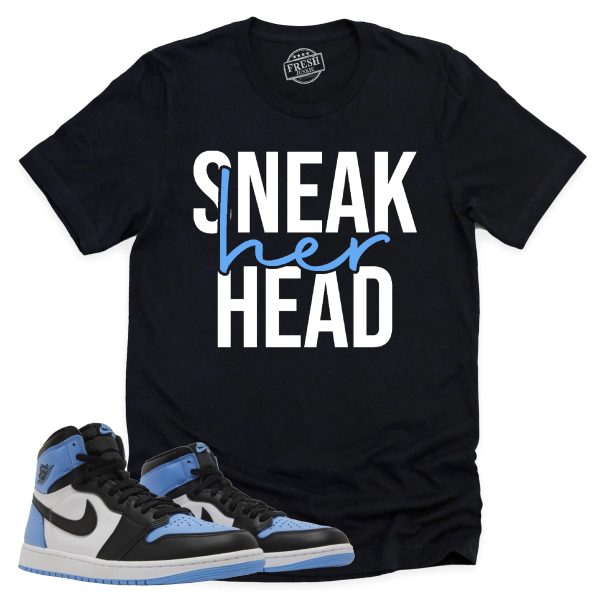 SneakHER Head Shirt Retro Air Jordan 1 UNC Toe Sneaker Match Tee Jezsport.com