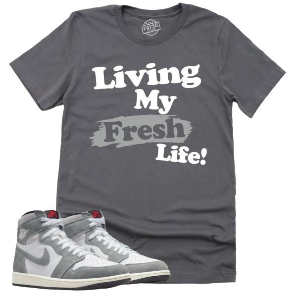 Living My Fresh Life Shirt Retro Air Jordan 1 Washed Heritage Sneaker Match Tee Jezsport.com