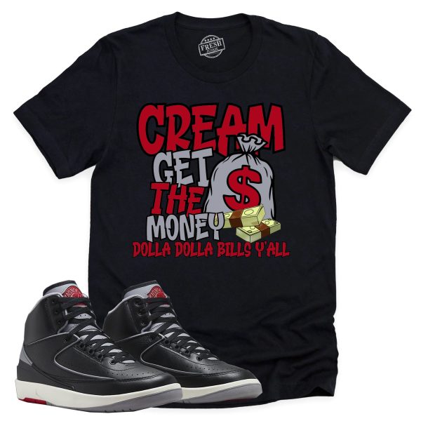 Cream Shirt, Retro Air Jordan 2 Black Cement Sneaker Match Tee Jezsport.com