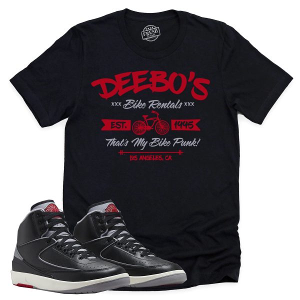 Deebo's Bike Shop Shirt, Retro Air Jordan 2 Black Cement Sneaker Match Tee Jezsport.com