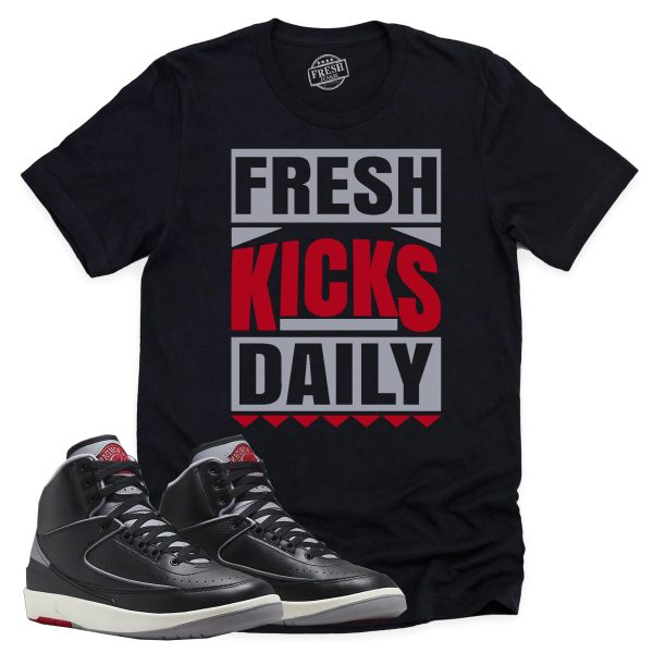 Fresh Kicks Daily Shirt, Retro Air Jordan 2 Black Cement Sneaker Match Tee Jezsport.com