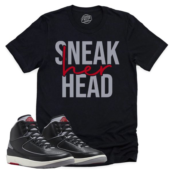 SneakHER Head Shirt, Retro Air Jordan 2 Black Cement Sneaker Match Tee Jezsport.com