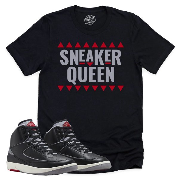 Sneaker Queen Shirt, Retro Air Jordan 2 Black Cement Sneaker Match Tee Jezsport.com