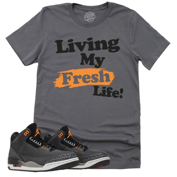 Living My Fresh Life Shirt, Retro Air Jordan 3 Fear Sneaker Match Tee Jezsport.com