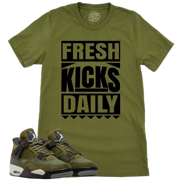 Fresh Kicks Daily Shirt, Retro Air Jordan 4 Craft Olive Sneaker Match Tee Jezsport.com