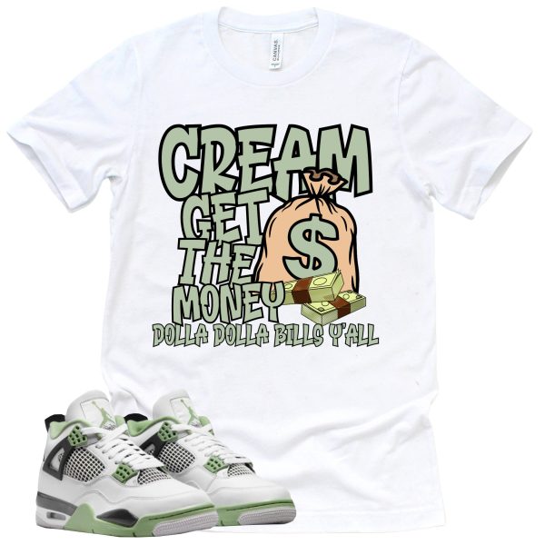 Cream Shirt Retro Air Jordan 4 Oil Green Sneaker Match Tee Jezsport.com