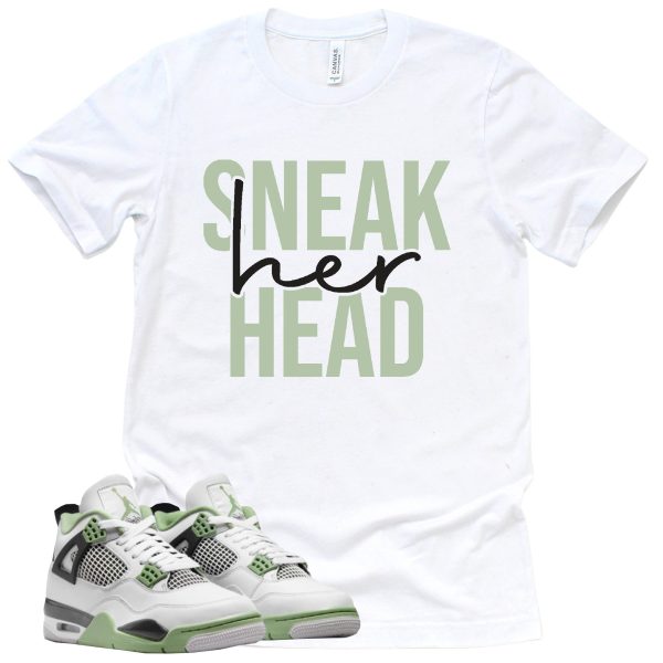 Sneak Her Head Shirt Retro Air Jordan 4 Oil Green Sneaker Match Tee Jezsport.com