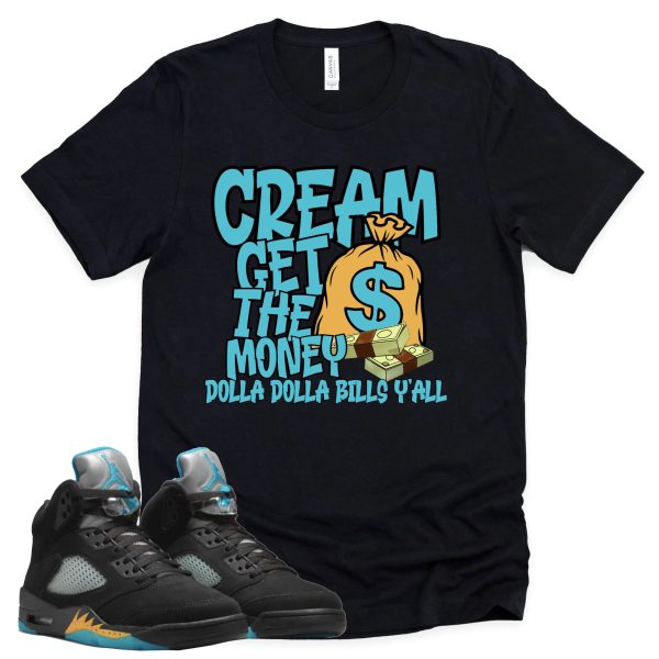 Cream Shirt Retro Air Jordan 5 Aqua Sneaker Match Tee Jezsport.com