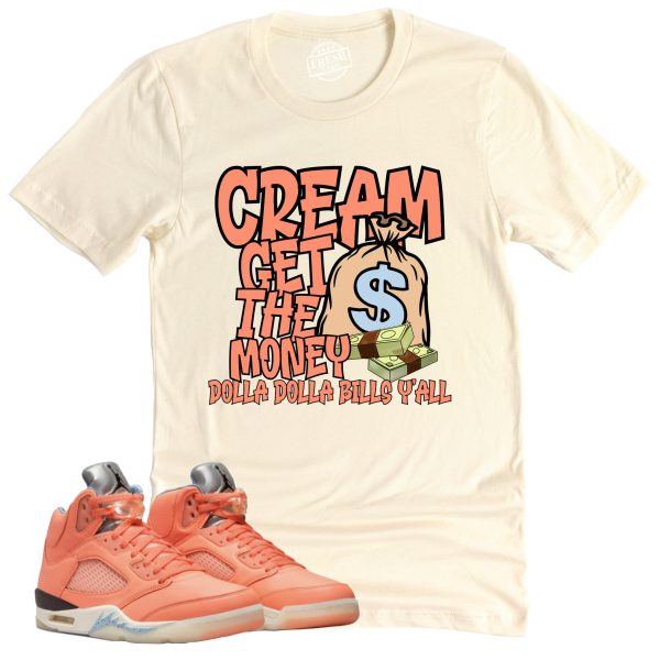 Cream Retro Air Jordan 5 Crimson Bliss Sneaker Match Tee Jezsport.com