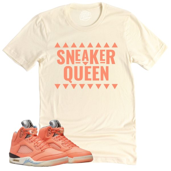 Sneaker Queen Shirt Retro Air Jordan 5 Crimson Bliss Sneaker Match Tee Jezsport.com