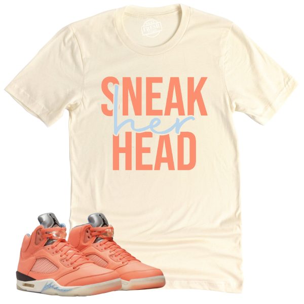 Sneak Her Head Shirt Retro Air Jordan 5 Crimson Bliss Sneaker Match Tee Jezsport.com