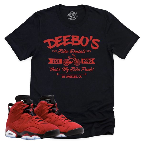 Deebo's Bike Shop Shirt Retro Air Jordan 6 Toro Bravo Sneaker Match Tee Jezsport.com