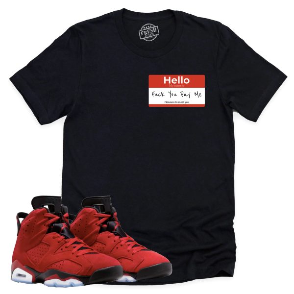 Hello My Name Is Shirt Retro Air Jordan 6 Toro Bravo Sneaker Match Tee Jezsport.com