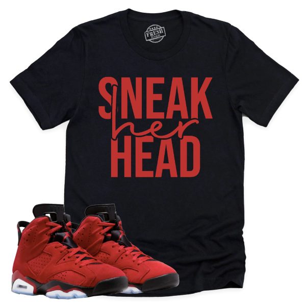 SneakHER Head Shirt Retro Air Jordan 6 Toro Bravo Sneaker Match Tee Jezsport.com