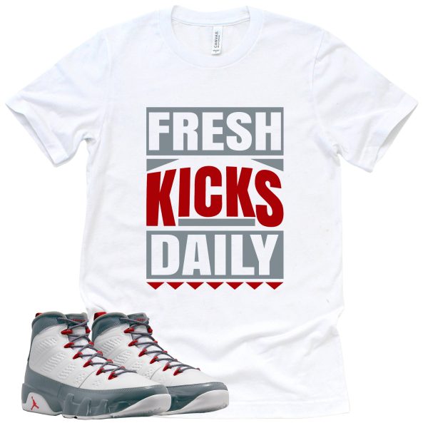 Fresh Kicks Daily Shirt Retro Air Jordan 9 Fire Red Sneaker Match Tee Jezsport.com