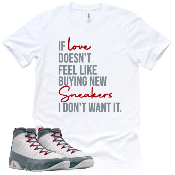 If Love Shirt Retro Air Jordan 9 Fire Red Sneaker Match Tee Jezsport.com