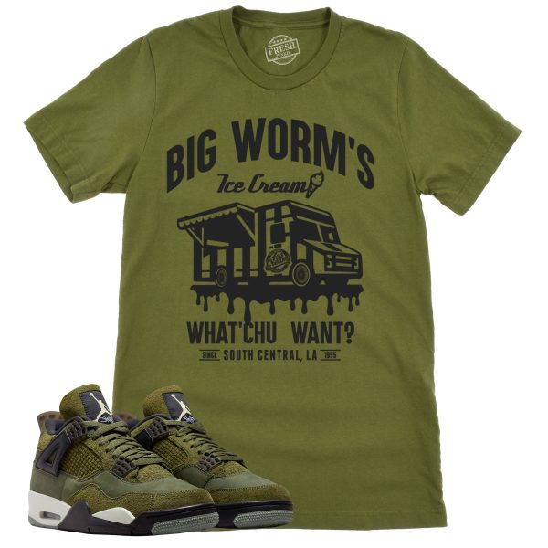 BW's Ice Cream Shop Shirt, Retro Air Jordan 4 Craft Olive Sneaker Match Tee Jezsport.com