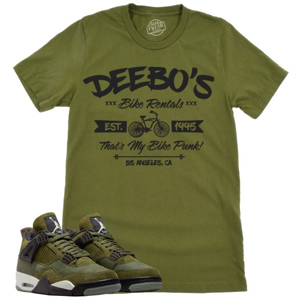 Deebo's Bike Shop Shirt, Retro Air Jordan 4 Craft Olive Sneaker Match Tee Jezsport.com