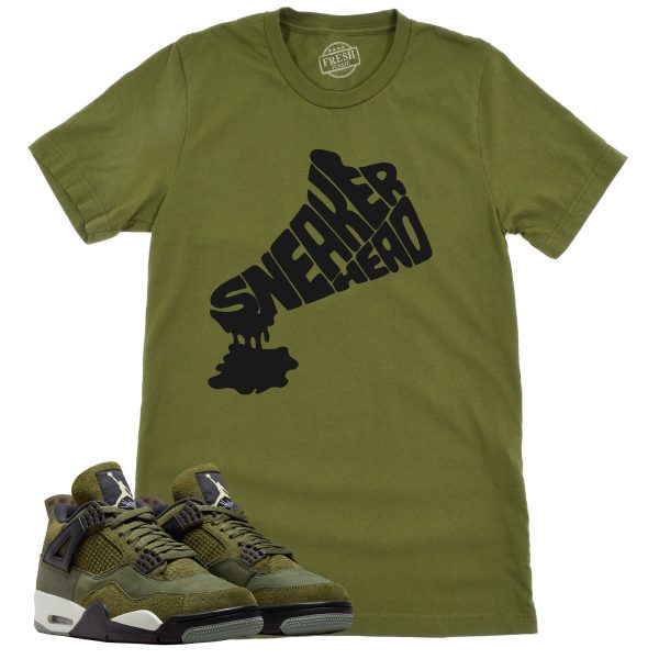 Dripping Sneakerhead Shirt, Retro Air Jordan 4 Craft Olive Sneaker Match Tee Jezsport.com