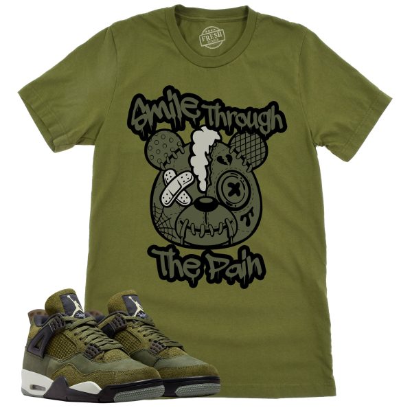 Smile Through The Pain Shirt, Retro Air Jordan 4 Craft Olive Sneaker Match Tee Jezsport.com