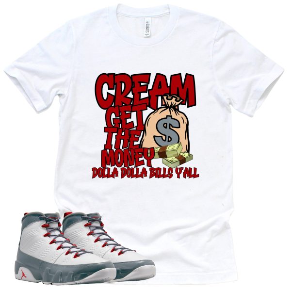 Cream Shirt Retro Air Jordan 9 Fire Red Sneaker Match Tee Jezsport.com