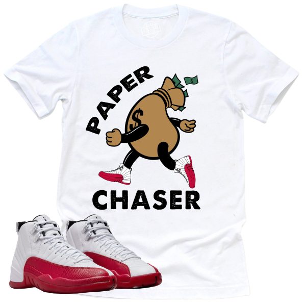 Paper Chaser Shirt, Retro Air Jordan 12 Cherry Red Sneaker Match Tee Jezsport.com