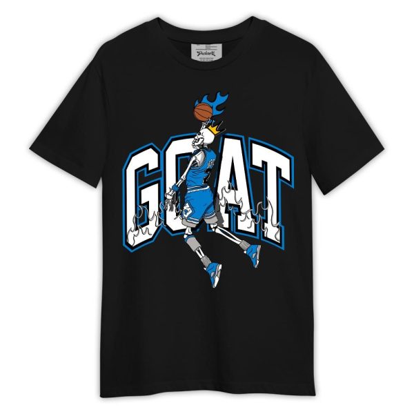 Industrial Blue 4s Shirt, G.O.A.T Skeleton Fire Military Blue 4s Shirt Outfit Matching Jordan Shirt Jezsport.com