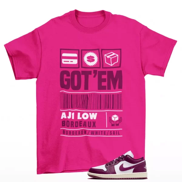 Copped Sneaker Shirt Pink to Match Jordan 1 Low Bordeaux DC0774-161 Jezsport.com