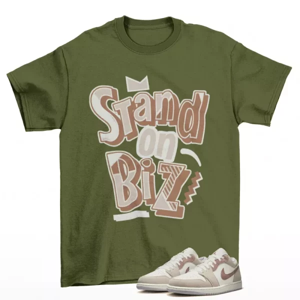 Strictly Biz Shirt Olive to Match Jordan 1 Low Legend Light Brown HF1567-200 Jezsport.com