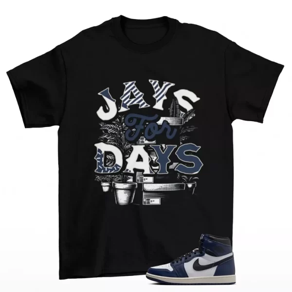 Stacked Sneaker Shirt Black to Match Jordan 1 High Midnight Navy DZ5485-401 Jezsport.com