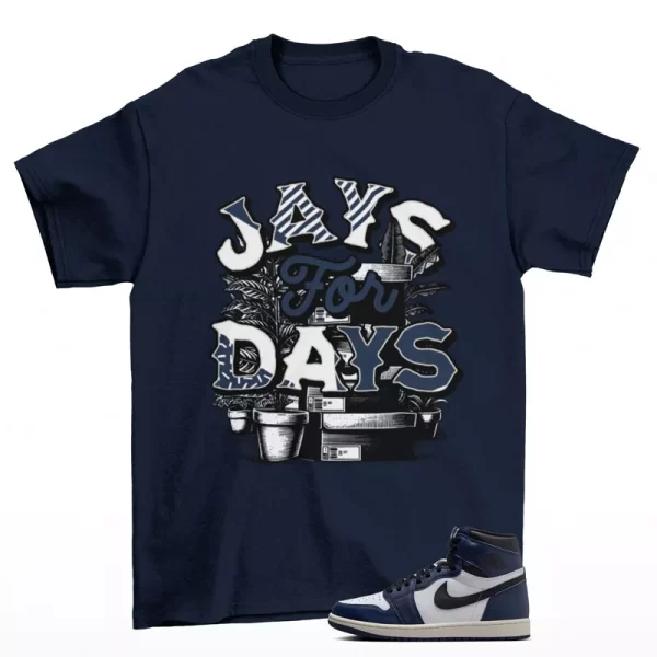 Stacked Sneaker Shirt Navy to Match Jordan 1 High Midnight Navy DZ5485-401 Jezsport.com