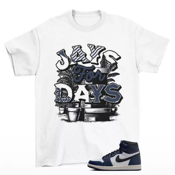 Stacked Sneaker Shirt White to Match Jordan 1 High Midnight Navy DZ5485-401 Jezsport.com