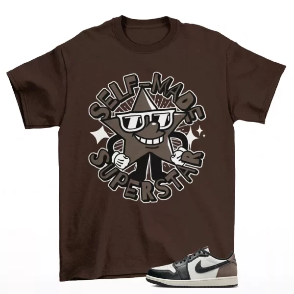 Superstar Sneaker Shirt Brown to Match Jordan 1 Low Mocha CZ0790-102 Jezsport.com