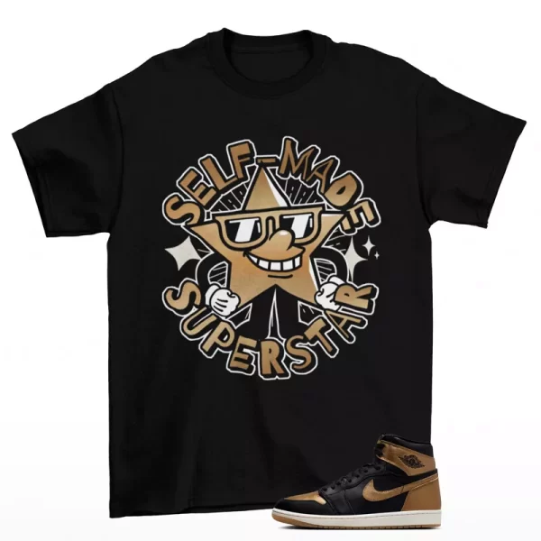 Superstar Shirt to Match Jordan 1 High OG Black Metallic Gold DZ5485-071 Jezsport.com