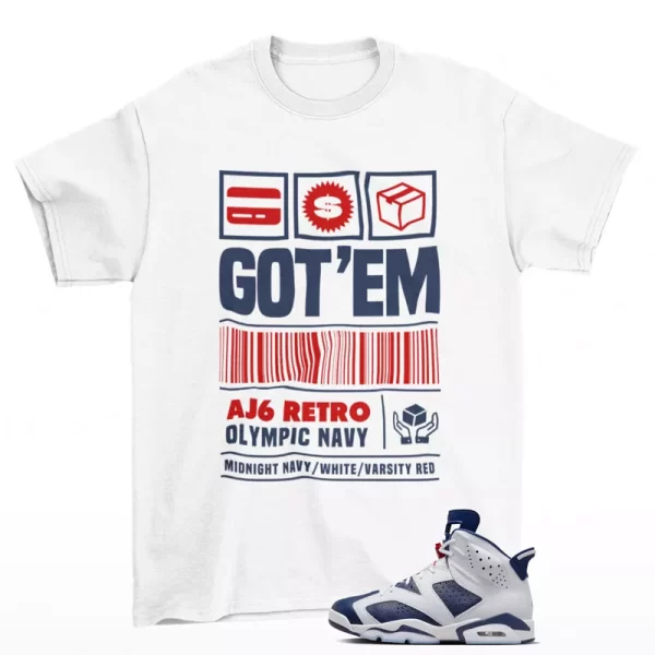 Copped Sneaker Shirt White to Match Jordan 6 Retro Olympic CT8529-164 Jezsport.com