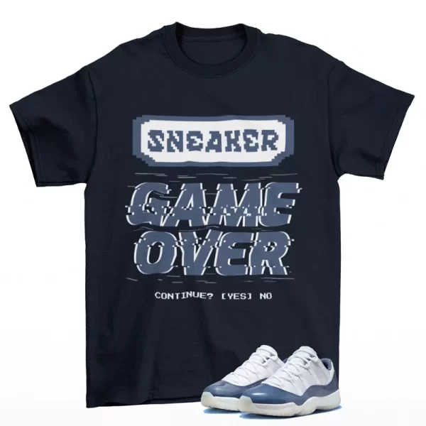 Game Over Sneaker Shirt Navy to Match Jordan 11 Low Diffused Blue FV5104-104 Jezsport.com