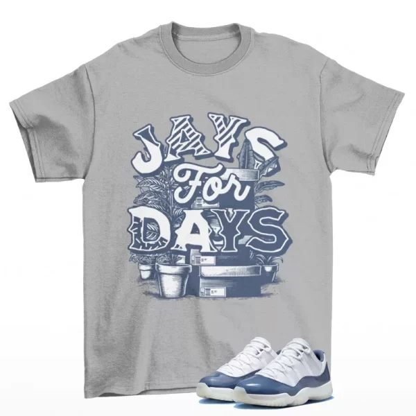 Stacked Sneaker Shirt Grey to Match Jordan 11 Low Diffused Blue FV5104-104 Jezsport.com