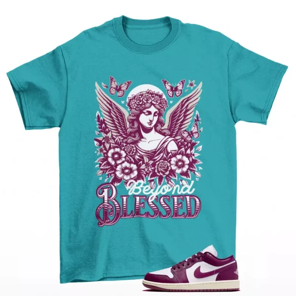 Blessed Sneaker Shirt Teal to Match Jordan 1 Low Bordeaux DC0774-161 Jezsport.com