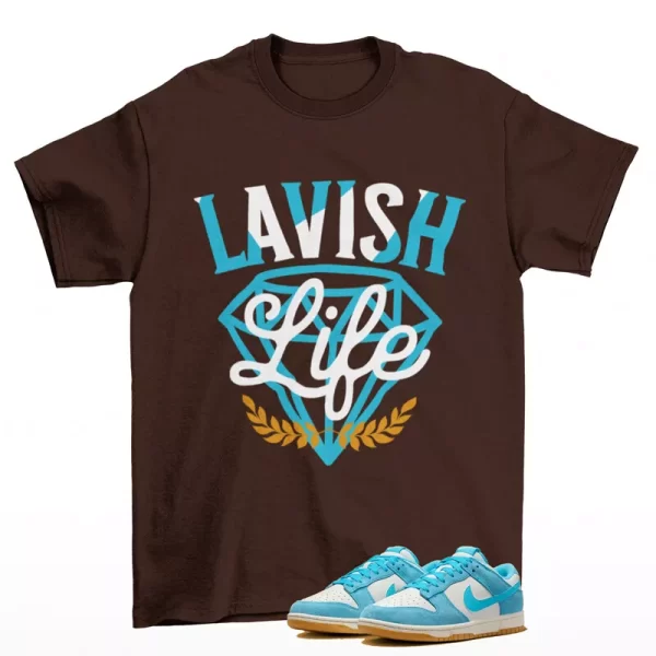 Lavish Sneaker Shirt Brown to Match Dunk Low Baltic Blue Gum HQ1519-031 Jezsport.com