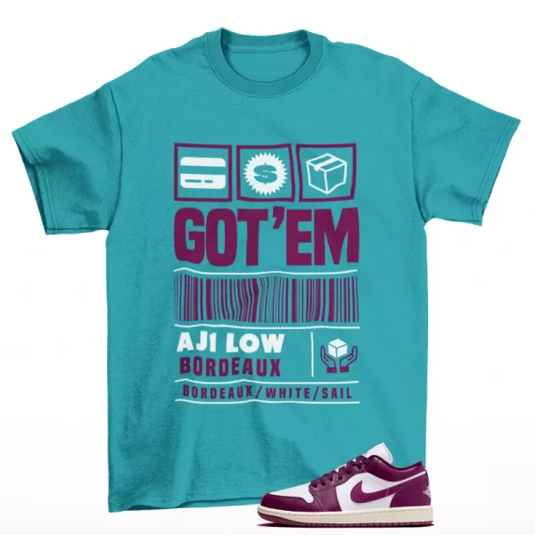 Copped Sneaker Shirt Teal to Match Jordan 1 Low Bordeaux DC0774-161 Jezsport.com