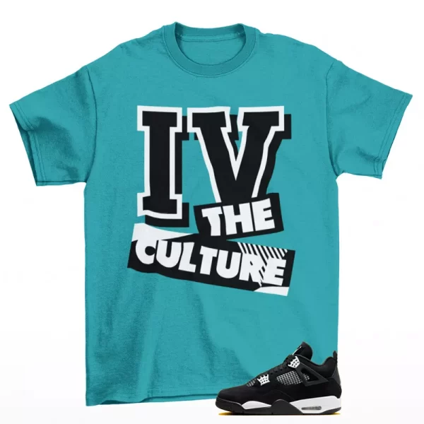 Culture Sneaker Shirt Aqua to Match Jordan 4 Retro White Thunder FQ8138-001 Jezsport.com