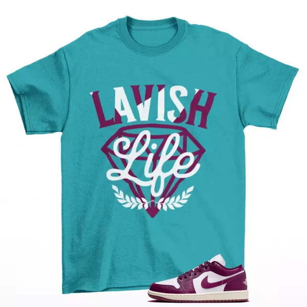 Lavish Sneaker Shirt Teal to Match Jordan 1 Low Bordeaux DC0774-161 Jezsport.com