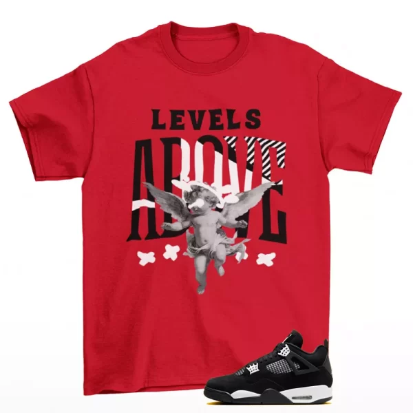 Levels Sneaker Shirt Red to Match Jordan 4 Retro White Thunder FQ8138-001 Jezsport.com