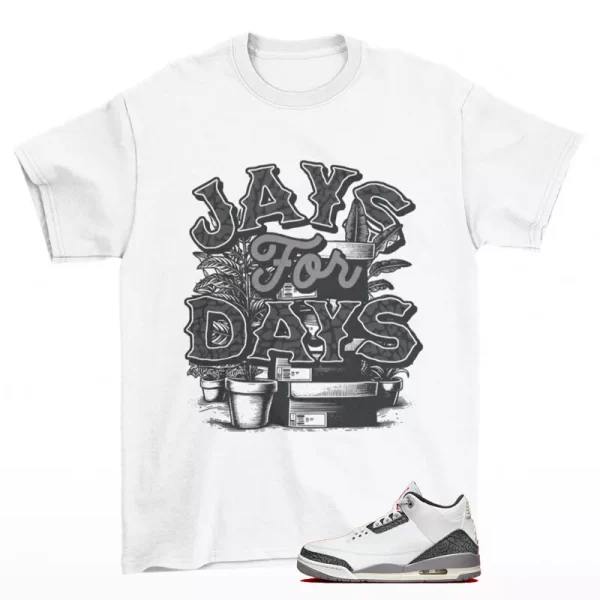 Stacked Shirt White to Match Jordan 3 Retro Cement Grey CT8532-106 Jezsport.com