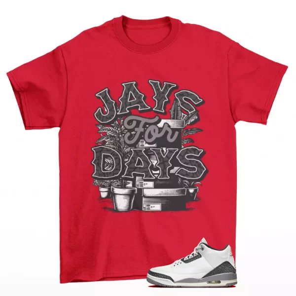 Stacked Shirt Red to Match Jordan 3 Retro Cement Grey CT8532-106 Jezsport.com