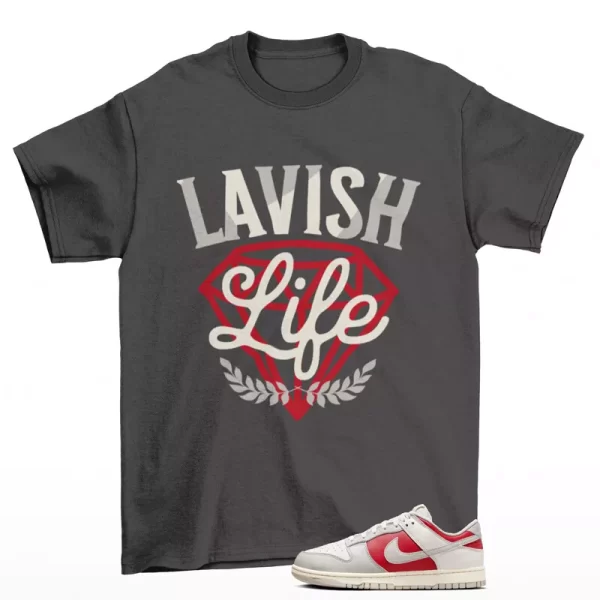 Lavish Shirt Grey to Match Dunk Low Light Iron Ore Gym Red HJ9093-030 Jezsport.com