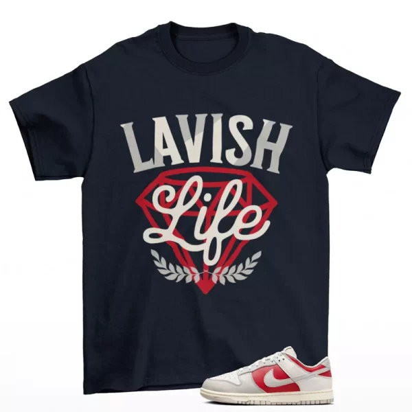 Lavish Shirt Navy to Match Dunk Low Light Iron Ore Gym Red HJ9093-030 Jezsport.com