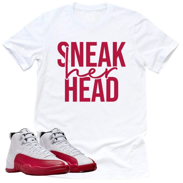 SneakHER Head Shirt, Retro Air Jordan 12 Cherry Red Sneaker Match Tee Jezsport.com