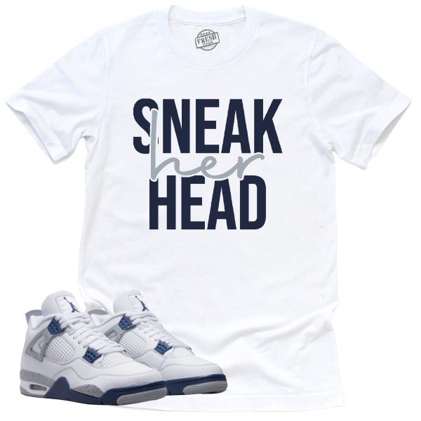 SneakHER Head Shirt Retro Air Jordan 4 Midnight Navy Sneaker Match Tee Jezsport.com