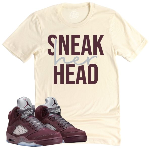 SneakHER Head Shirt, Air Jordan 5 Burgundy Sneaker Match Tee Jezsport.com